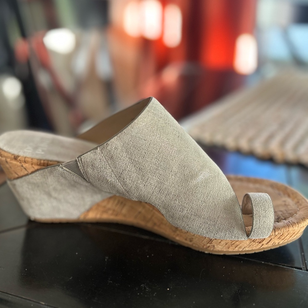 NWT Donald Pliner The GYER Wedge Sandal Light Pewter Sz 11 - Picture 9 of 11